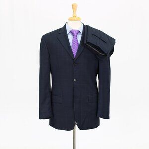 Missoni 40R 32x28 Navy Check Wool 3-Button Suit R352